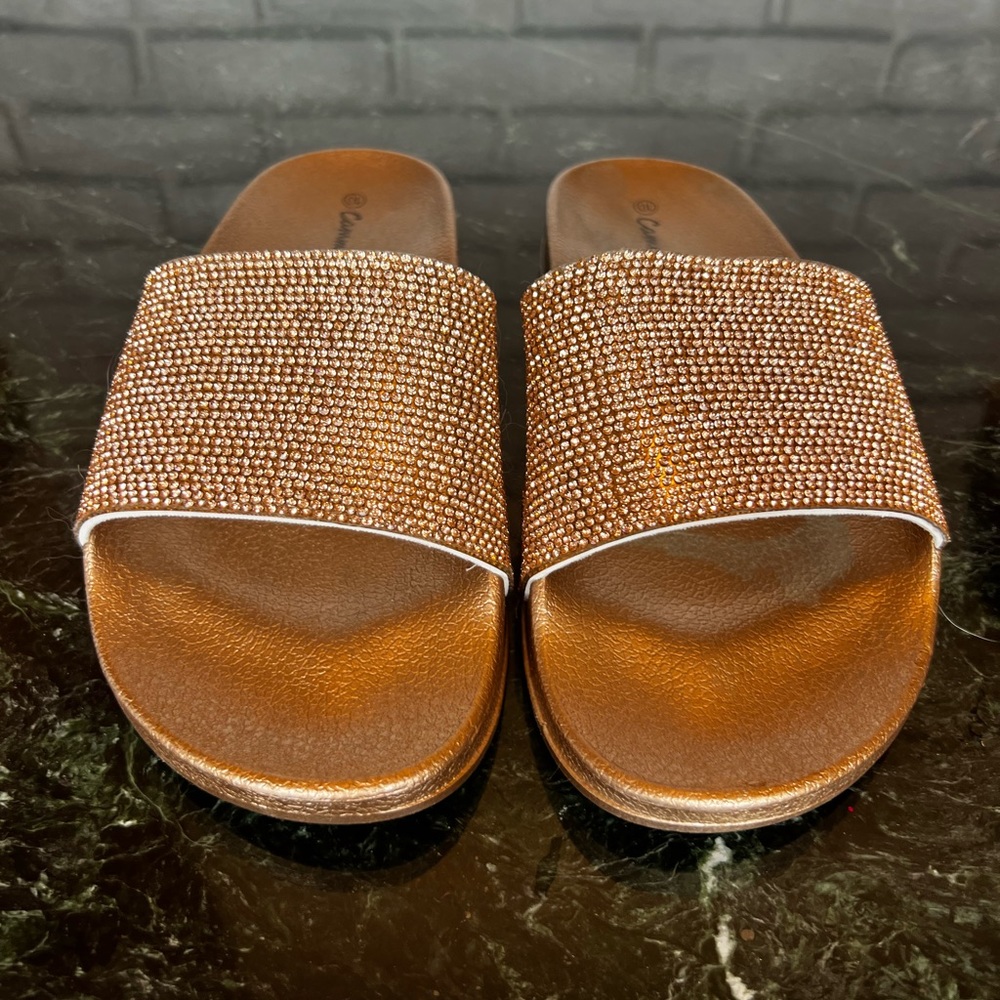 Rose Gold crystal Flip Flops